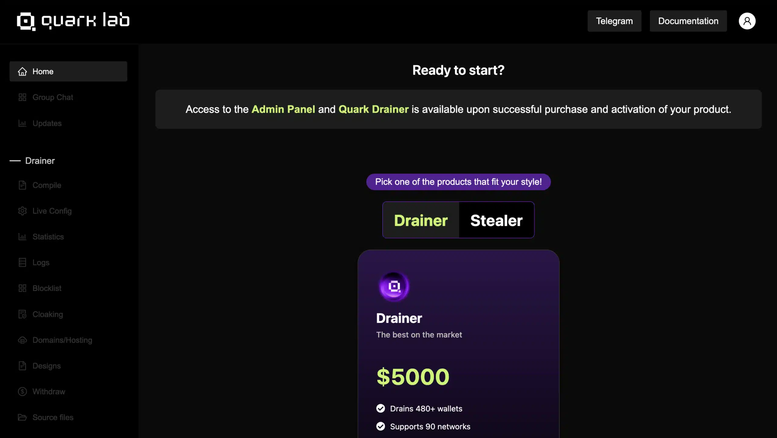 How to buy a crypto drainer in 2025 – Quark Drainer overview