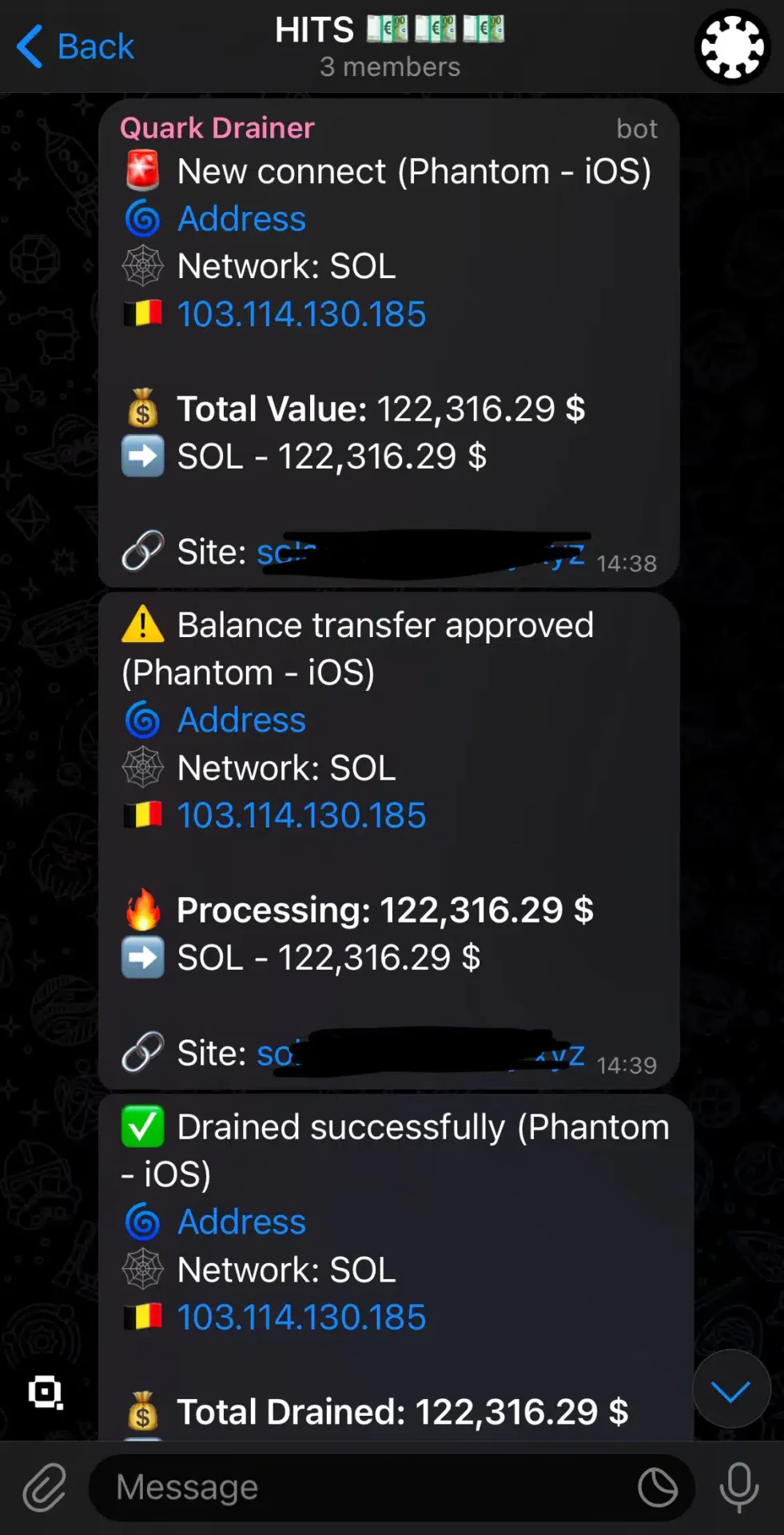 How to Drain Memecoins crypto drainer Quarklab solana drainer hits in telegram